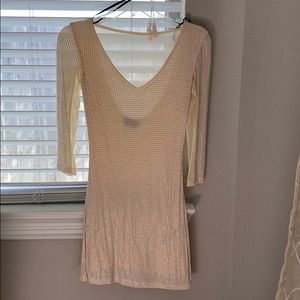 Rhinestoned mesh mini dress